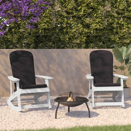 Flash Furniture White Adirondack Rockers - Gray Cushions, 2PK 2-JJ-C14705-CSNGY-WH-GG